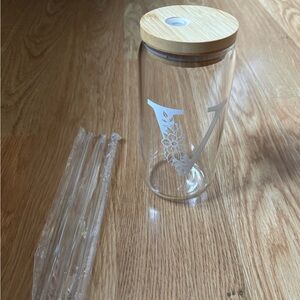 Monogram V Glass Cup with Bamboo Lid